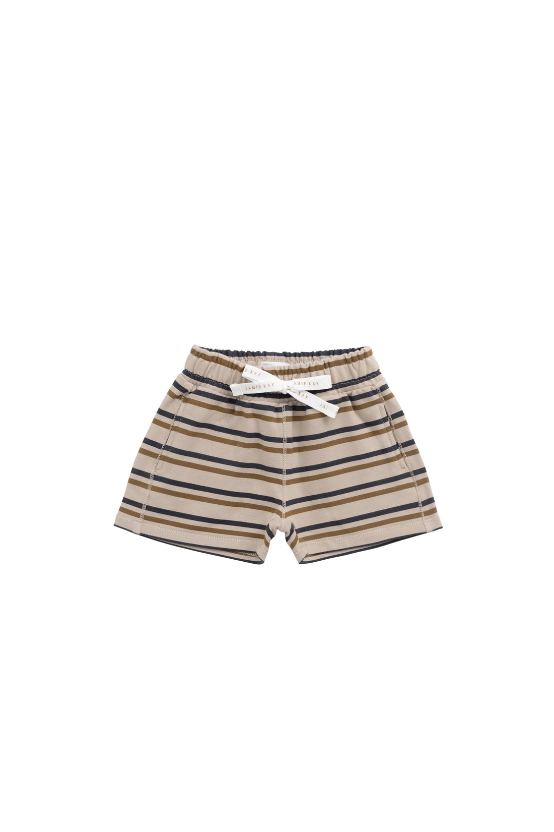 Organic Cotton Jalen Short - Raynor Stripe Pale Khaki Childrens Short from Jamie Kay USA