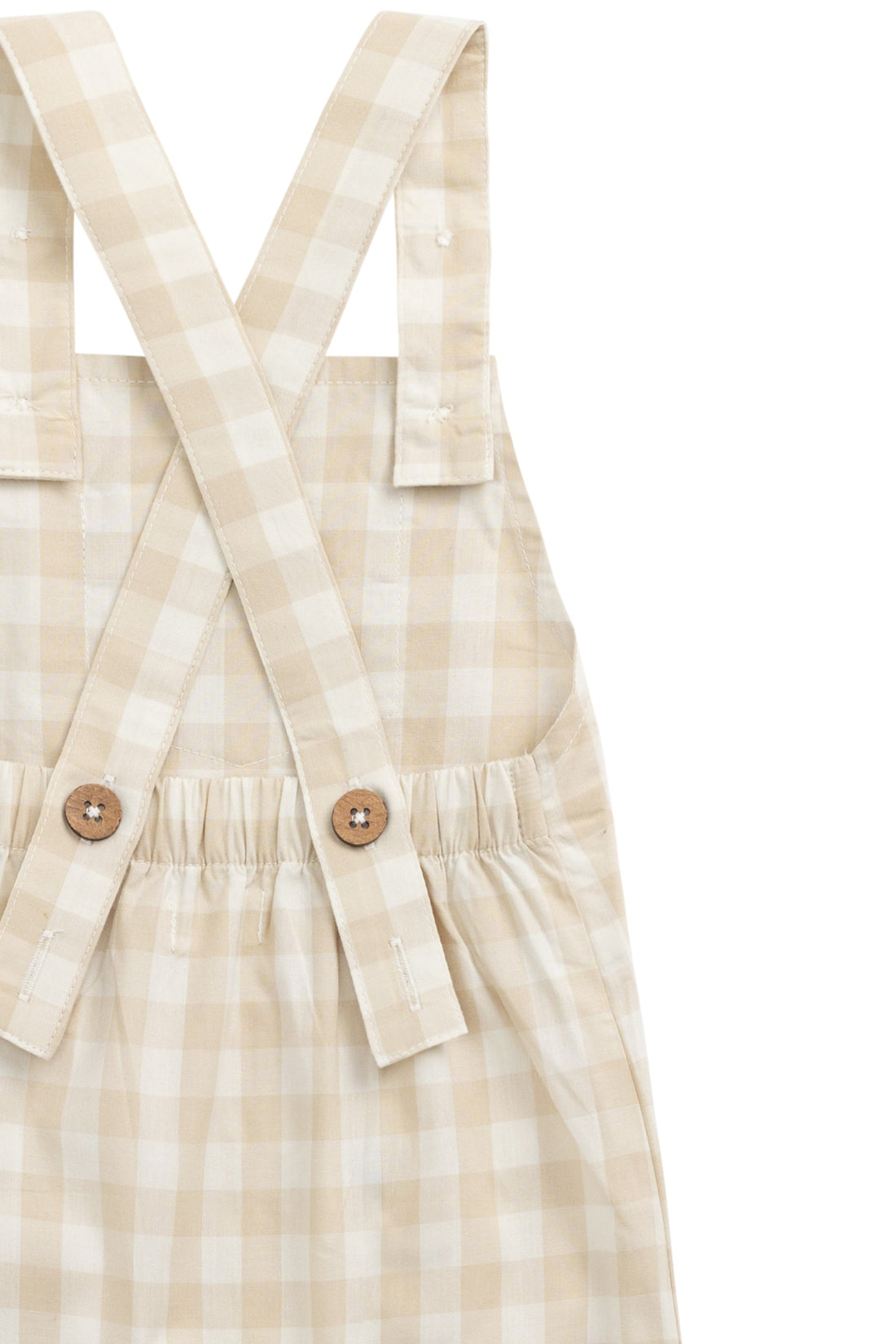 Organic Cotton Kingston Overall - Gingham Pale Khaki Childrens Overall from Jamie Kay USA