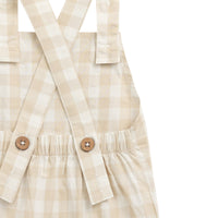 Organic Cotton Kingston Overall - Gingham Pale Khaki Childrens Overall from Jamie Kay USA