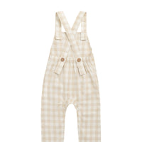 Organic Cotton Kingston Overall - Gingham Pale Khaki Childrens Overall from Jamie Kay USA