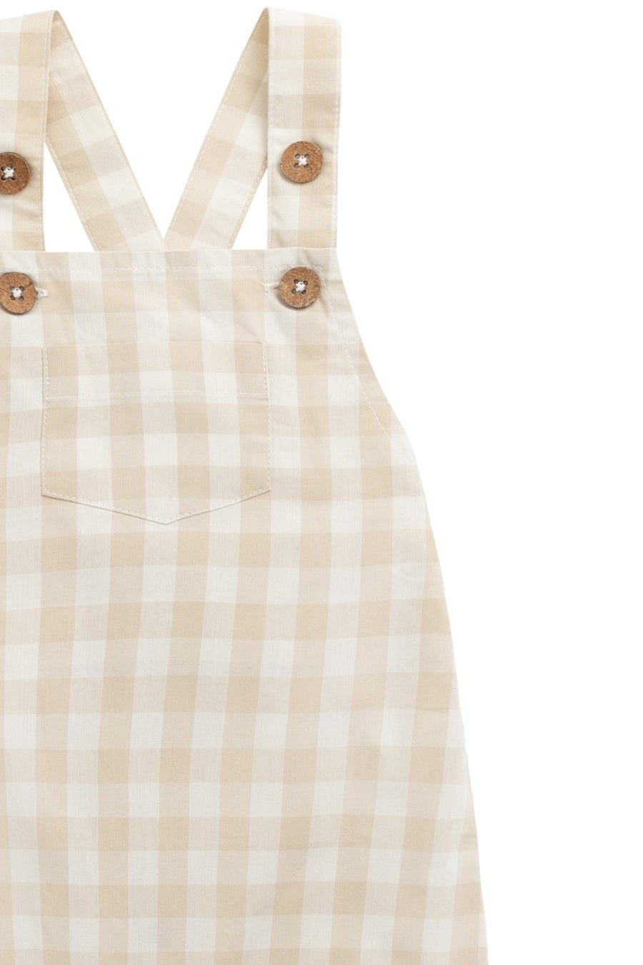 Organic Cotton Kingston Overall - Gingham Pale Khaki Childrens Overall from Jamie Kay USA