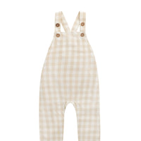 Organic Cotton Kingston Overall - Gingham Pale Khaki Childrens Overall from Jamie Kay USA