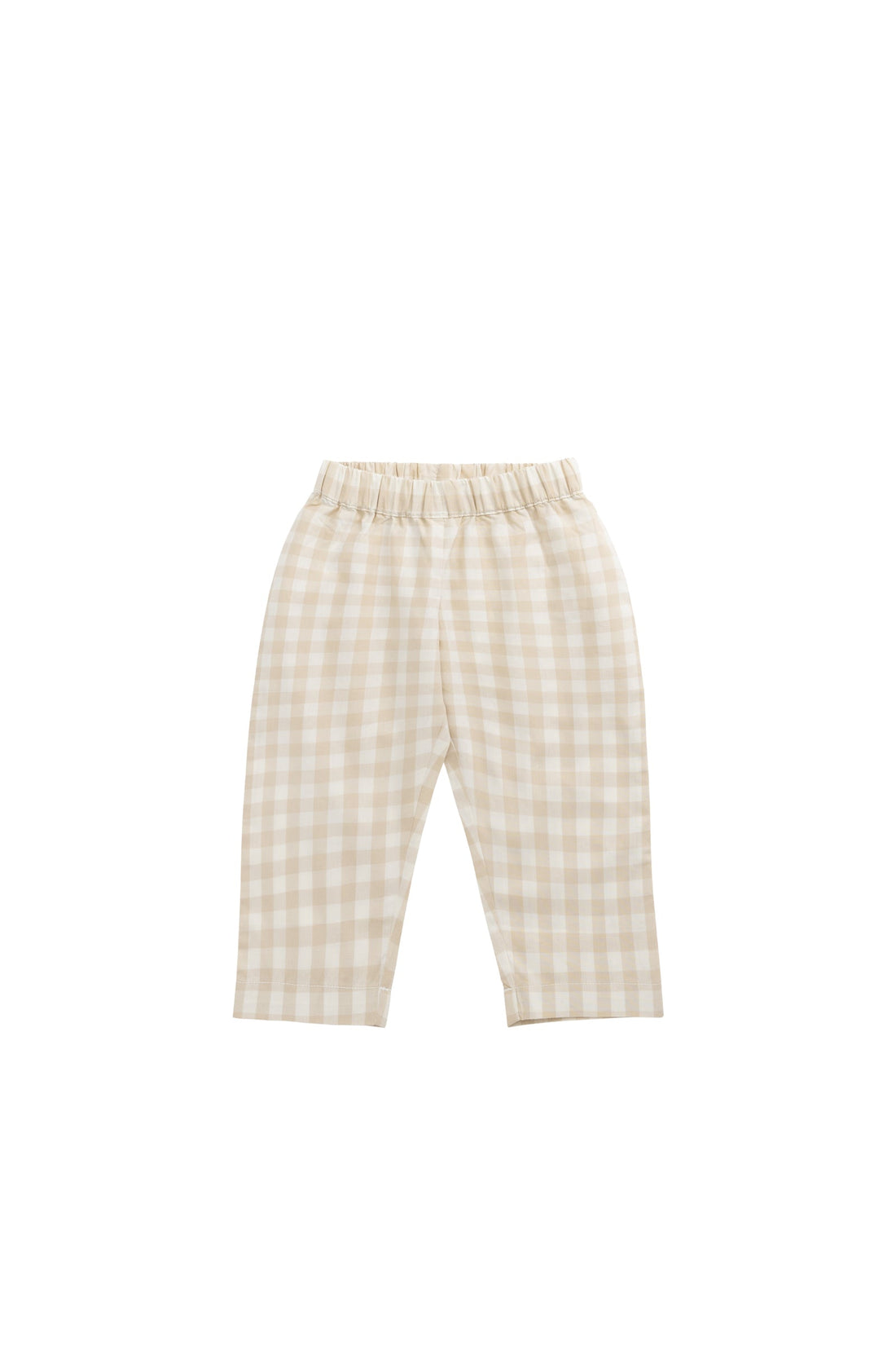 Organic Cotton Kingston Pant - Gingham Pale Khaki Childrens Pant from Jamie Kay USA