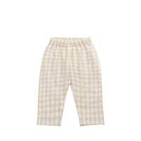 Organic Cotton Kingston Pant - Gingham Pale Khaki Childrens Pant from Jamie Kay USA