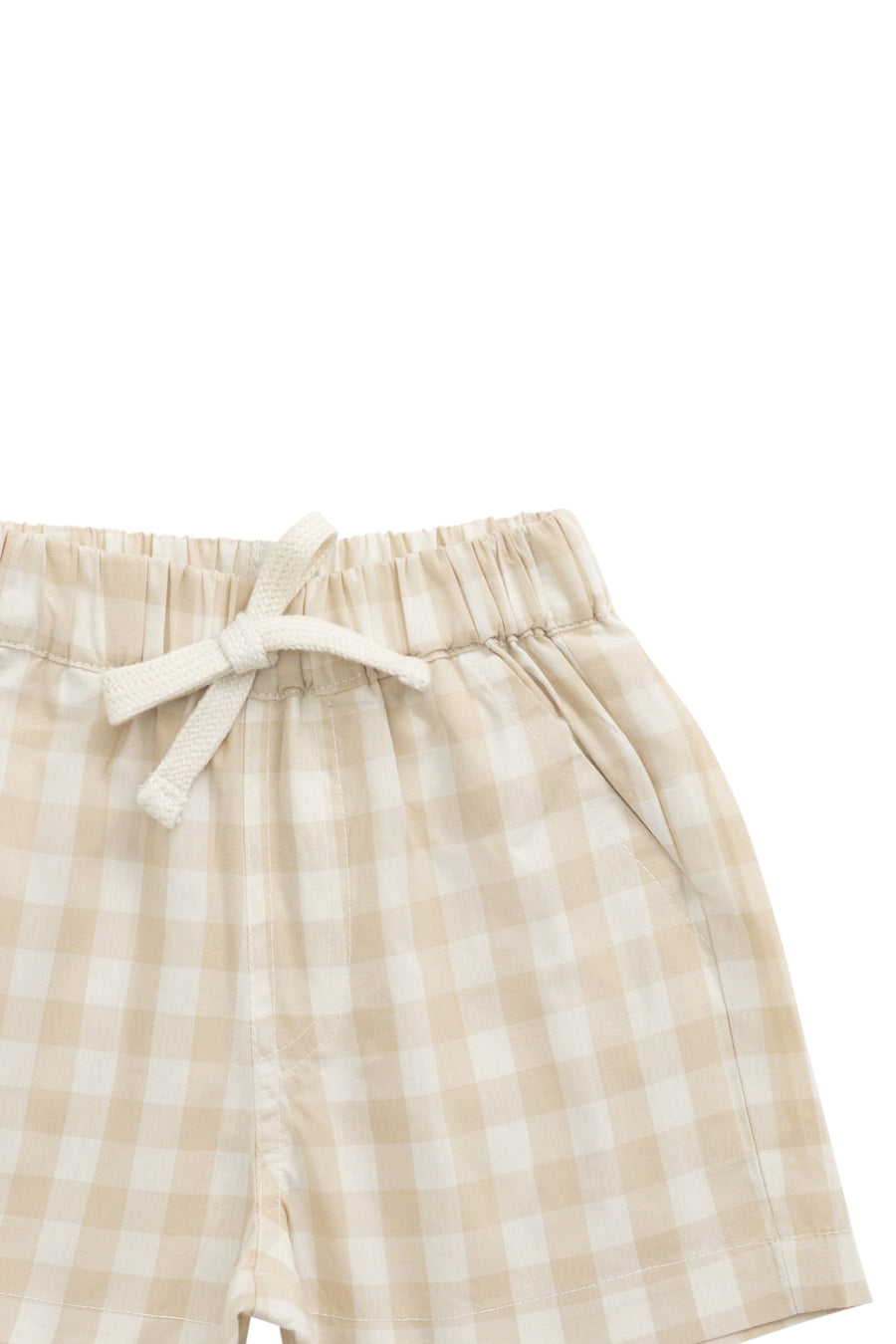 Organic Cotton Louis Short - Gingham Pale Khaki Childrens Short from Jamie Kay USA