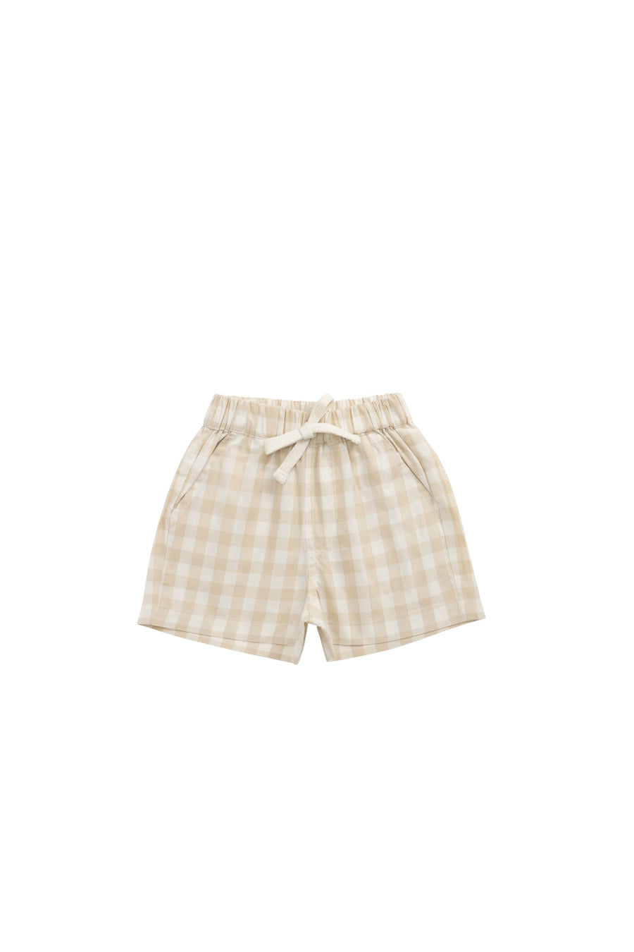 Organic Cotton Louis Short - Gingham Pale Khaki Childrens Short from Jamie Kay USA