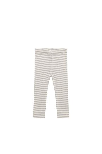 Organic Cotton Modal Elastane Legging - Narrow Stripe Gazelle/Oat Childrens Legging from Jamie Kay USA