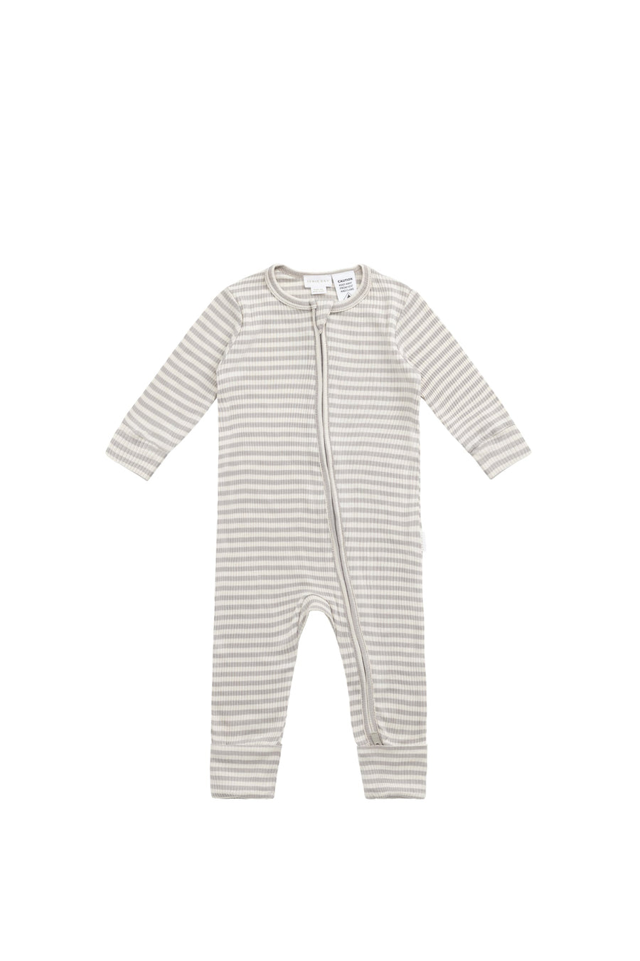 Organic Cotton Modal Frankie Onepiece - Narrow Stripe Gazelle/Oat Childrens Onepiece from Jamie Kay USA