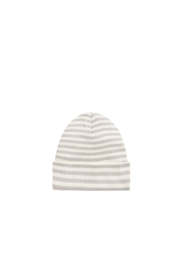 Organic Cotton Modal Lennon Beanie - Narrow Stripe Gazelle/Oat Childrens Beanie from Jamie Kay USA