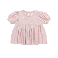 Organic Cotton Muslin Elodie Top - Petite Heart Old Rose Childrens Top from Jamie Kay USA