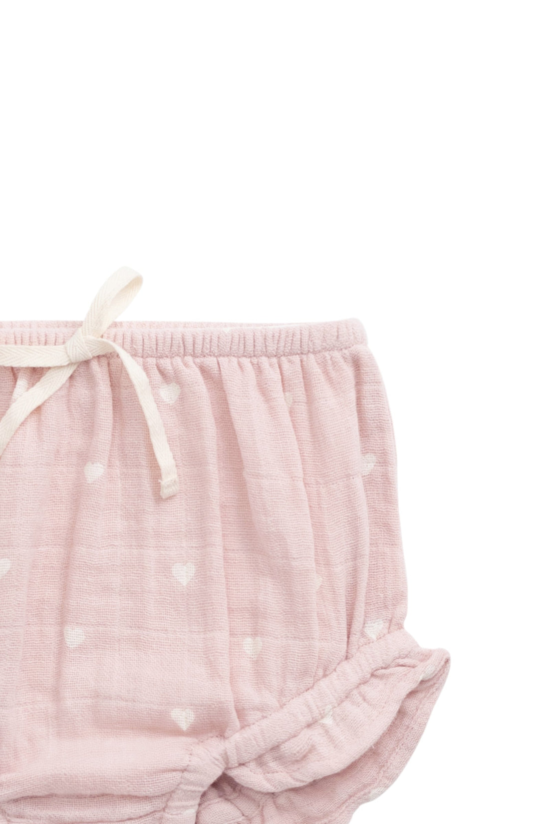 Organic Cotton Muslin Frill Bloomer - Petite Heart Old Rose Childrens Bloomer from Jamie Kay USA