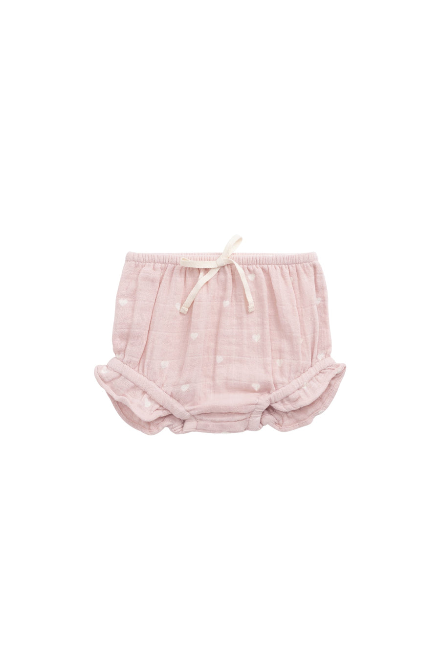 Organic Cotton Muslin Frill Bloomer - Petite Heart Old Rose Childrens Bloomer from Jamie Kay USA