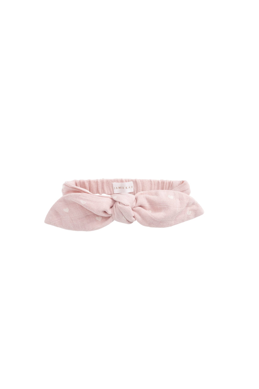 Organic Cotton Muslin Headband - Petite Heart Old Rose Childrens Headband from Jamie Kay USA