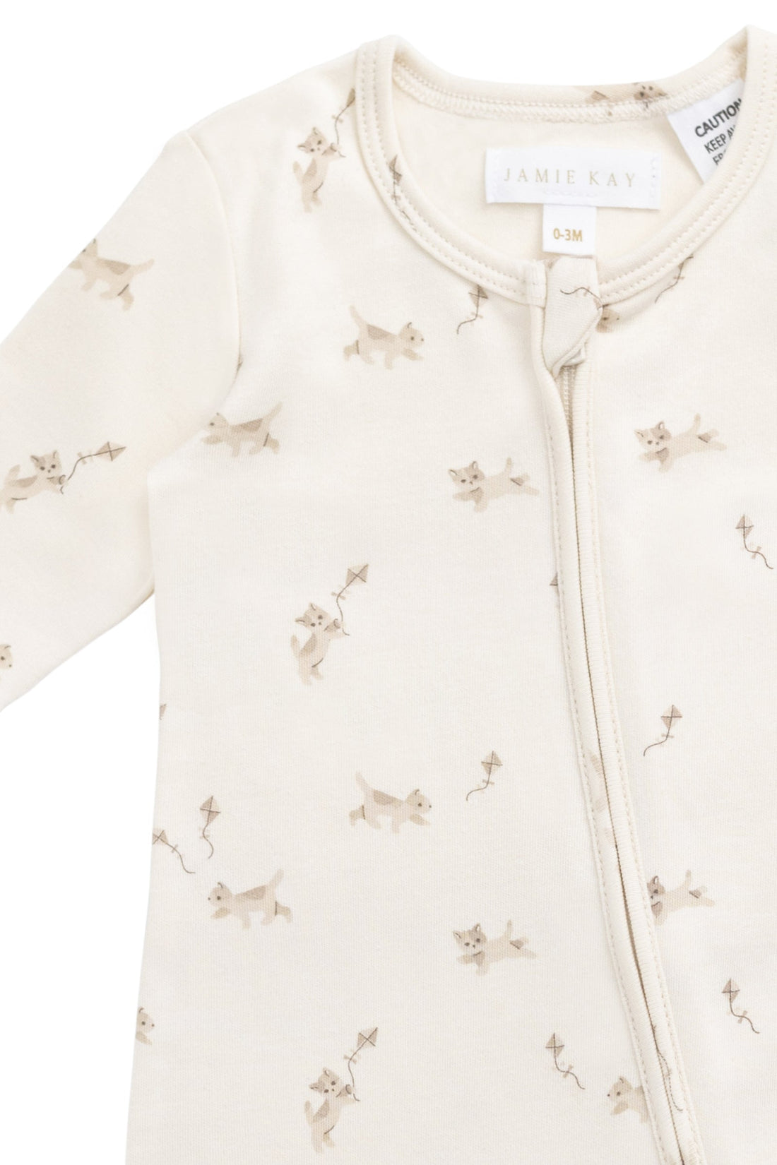 Organic Cotton Reese Zip Onepiece - Kitten and His Kites Childrens Onepiece from Jamie Kay USA