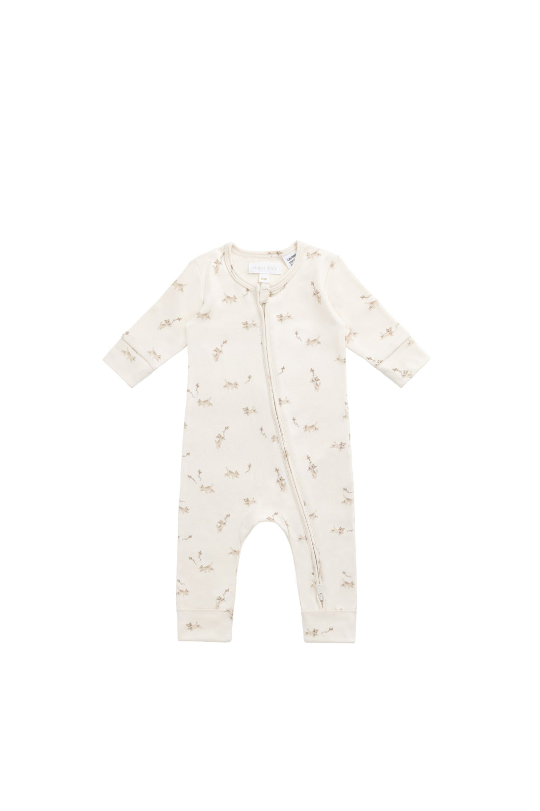 Organic Cotton Reese Zip Onepiece - Kitten and His Kites Childrens Onepiece from Jamie Kay USA