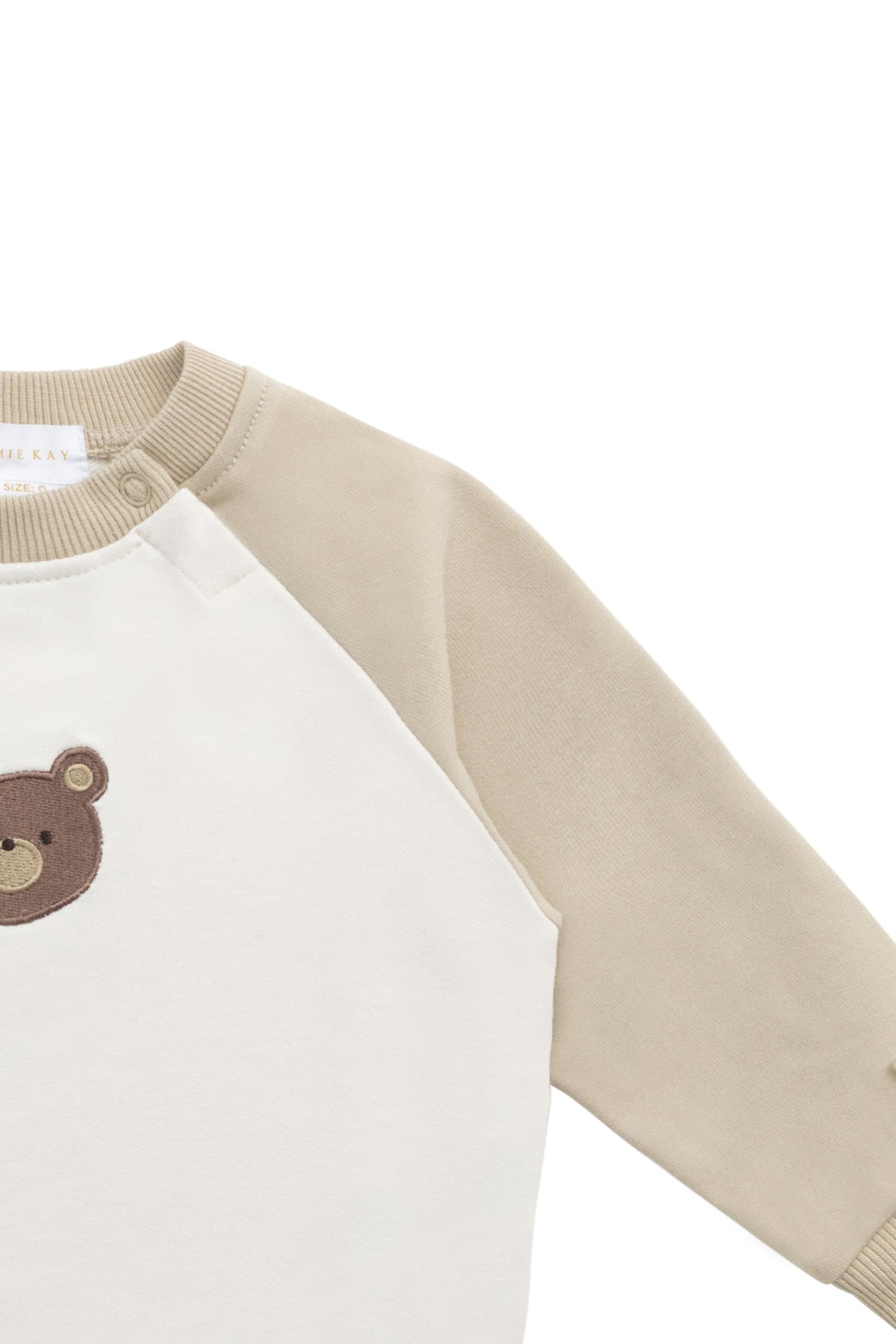 Organic Cotton Tao Sweatshirt - Biscuit/Cloud Bobbie Bear Childrens Top from Jamie Kay USA