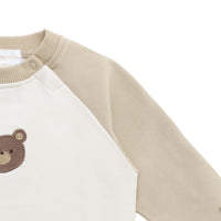 Organic Cotton Tao Sweatshirt - Biscuit/Cloud Bobbie Bear Childrens Top from Jamie Kay USA