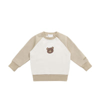 Organic Cotton Tao Sweatshirt - Biscuit/Cloud Bobbie Bear Childrens Top from Jamie Kay USA