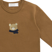 Pima Cotton Arnold Long Sleeve Top - Autumn Bronze Cosy Bobbie Childrens Top from Jamie Kay USA