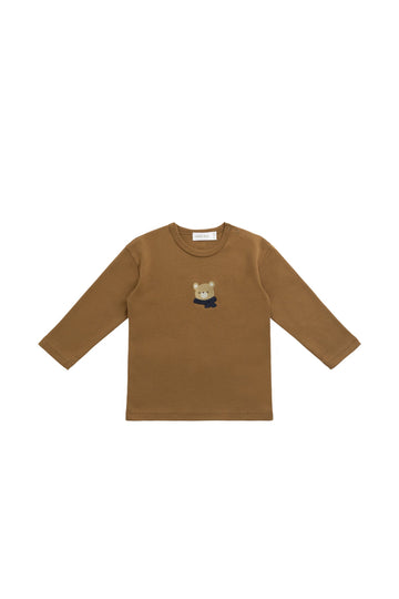 Pima Cotton Arnold Long Sleeve Top - Autumn Bronze Cosy Bobbie Childrens Top from Jamie Kay USA