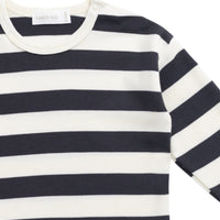 Pima Cotton Arnold Long Sleeve Top - Wide Stripe Solar System/Cloud Childrens Top from Jamie Kay USA