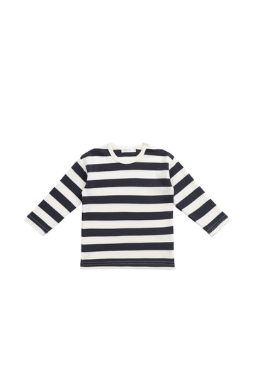 Pima Cotton Arnold Long Sleeve Top - Wide Stripe Solar System/Cloud Childrens Top from Jamie Kay USA