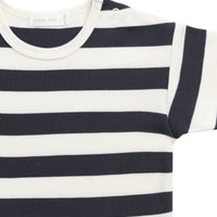 Pima Cotton Hunter Tee - Wide Stripe Solar System/Cloud Childrens Top from Jamie Kay USA