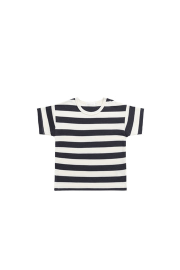 Pima Cotton Hunter Tee - Wide Stripe Solar System/Cloud Childrens Top from Jamie Kay USA