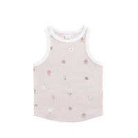 Waffle Molly Singlet - Carissa Mauve Large Childrens Top from Jamie Kay USA