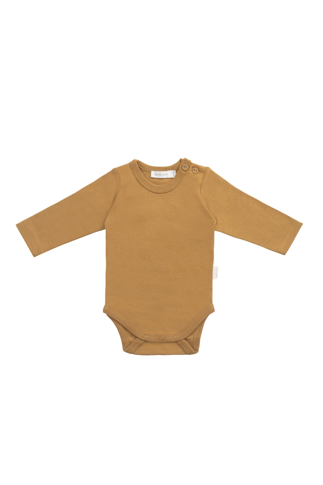 Organic Cotton Elora Long Sleeve Bodysuit - Golden Childrens Bodysuit from Jamie Kay USA