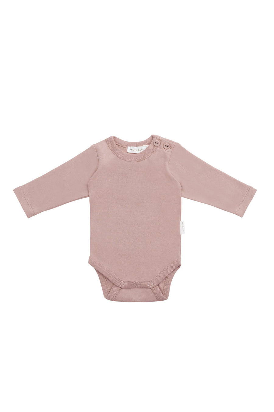 Organic Cotton Elora Long Sleeve Bodysuit - Powder Pink Childrens Bodysuit from Jamie Kay USA