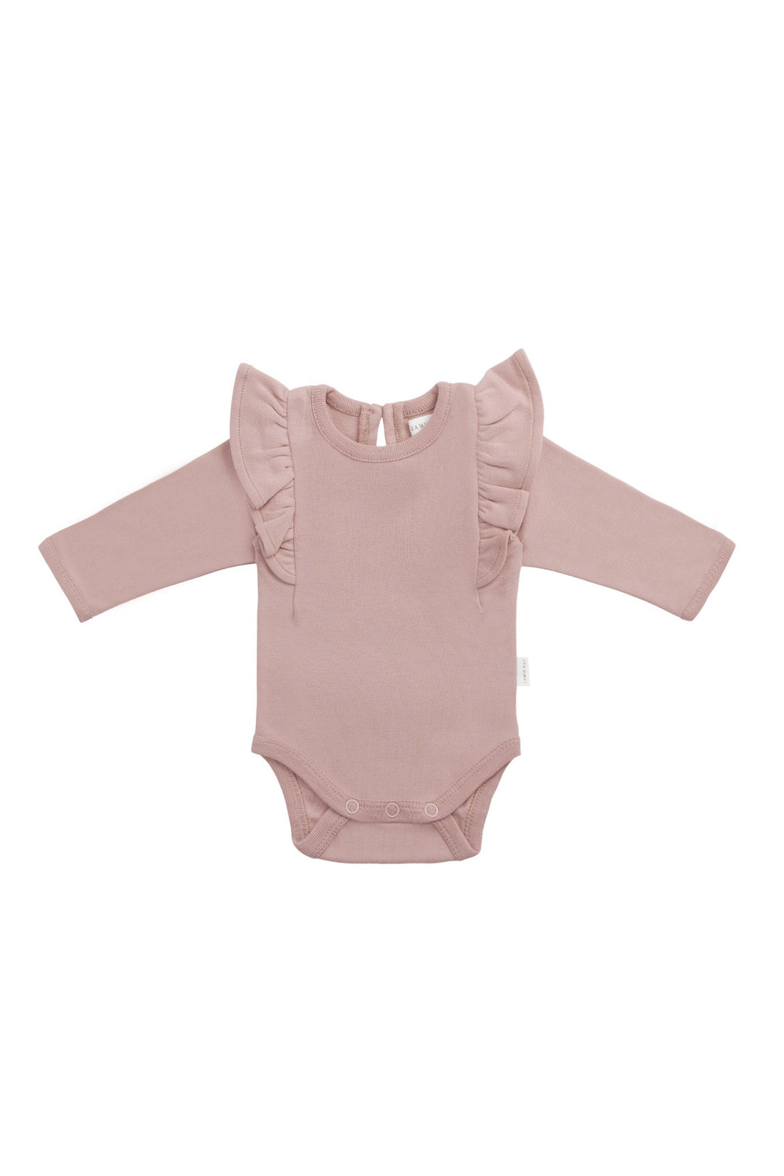 Organic Cotton Fleur Long Sleeve Bodysuit - Powder Pink Childrens Bodysuit from Jamie Kay USA