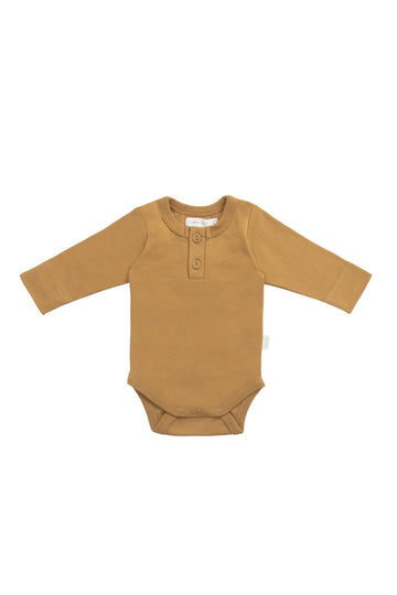 Organic Cotton Long Sleeve Bodysuit - Golden Childrens Bodysuit from Jamie Kay USA