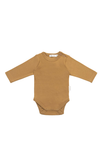 Organic Cotton Marlo Long Sleeve Bodysuit - Golden Childrens Bodysuit from Jamie Kay USA