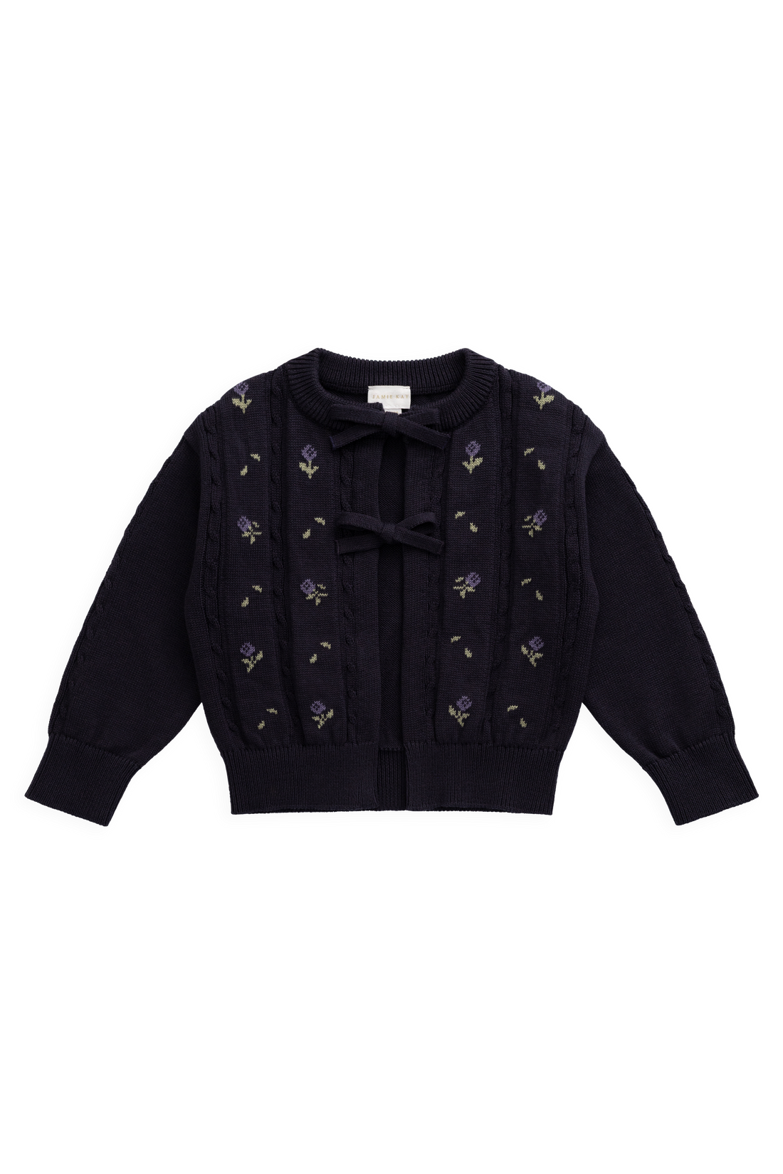 Annabella Knitted Cardigan - Annabella Jacquard Deep Well Childrens Cardigan from Jamie Kay USA