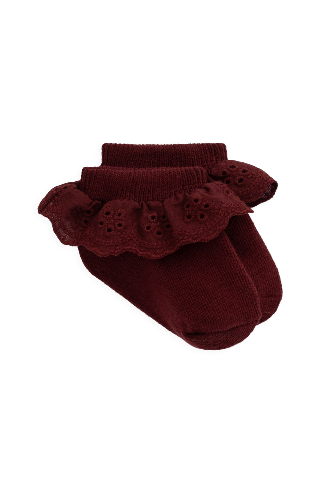 Frill Ankle Sock - Burgundy Childrens Sock from Jamie Kay USA
