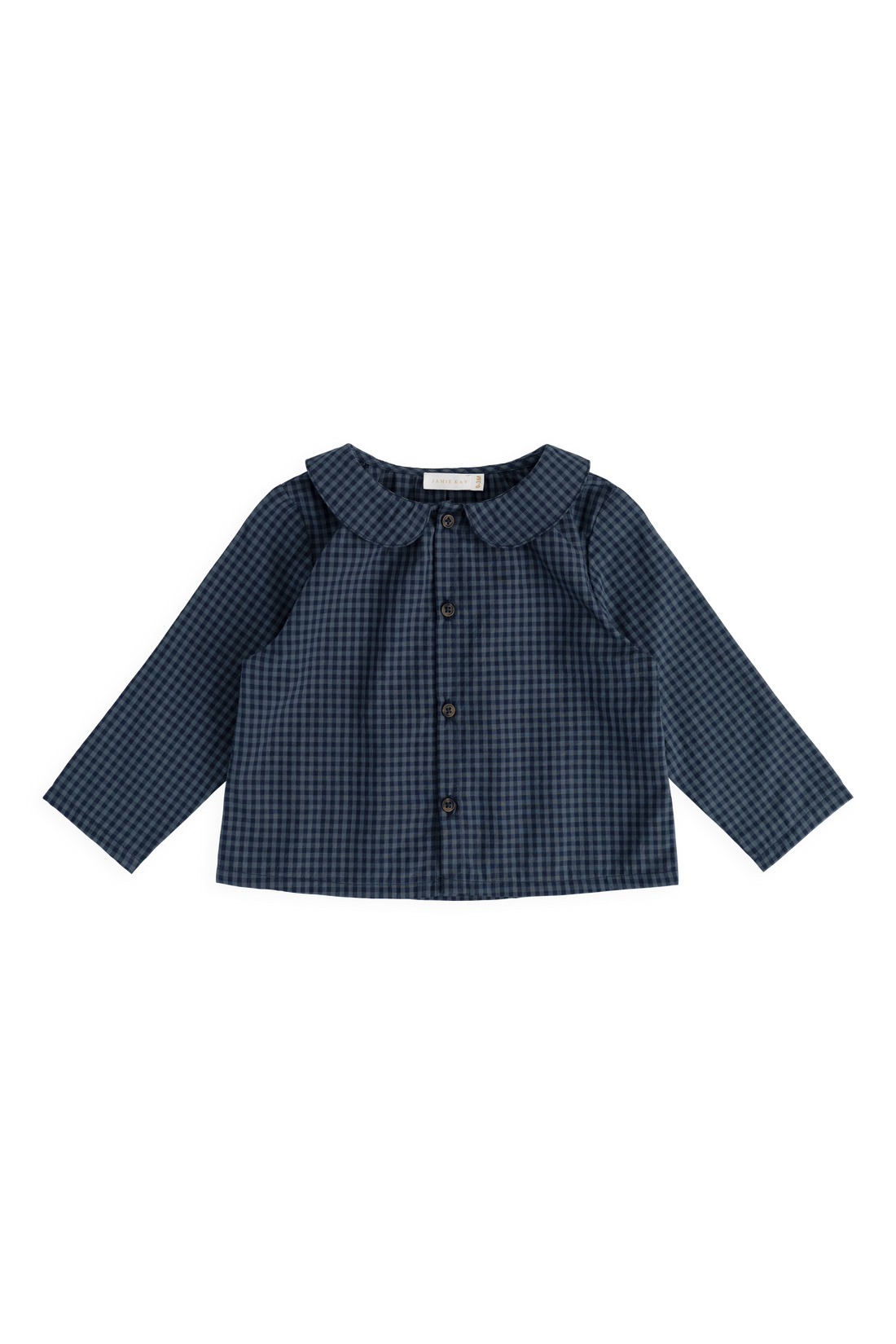 Organic Cotton Gabriel Top - Tiny Gingham Maritime Childrens Top from Jamie Kay USA