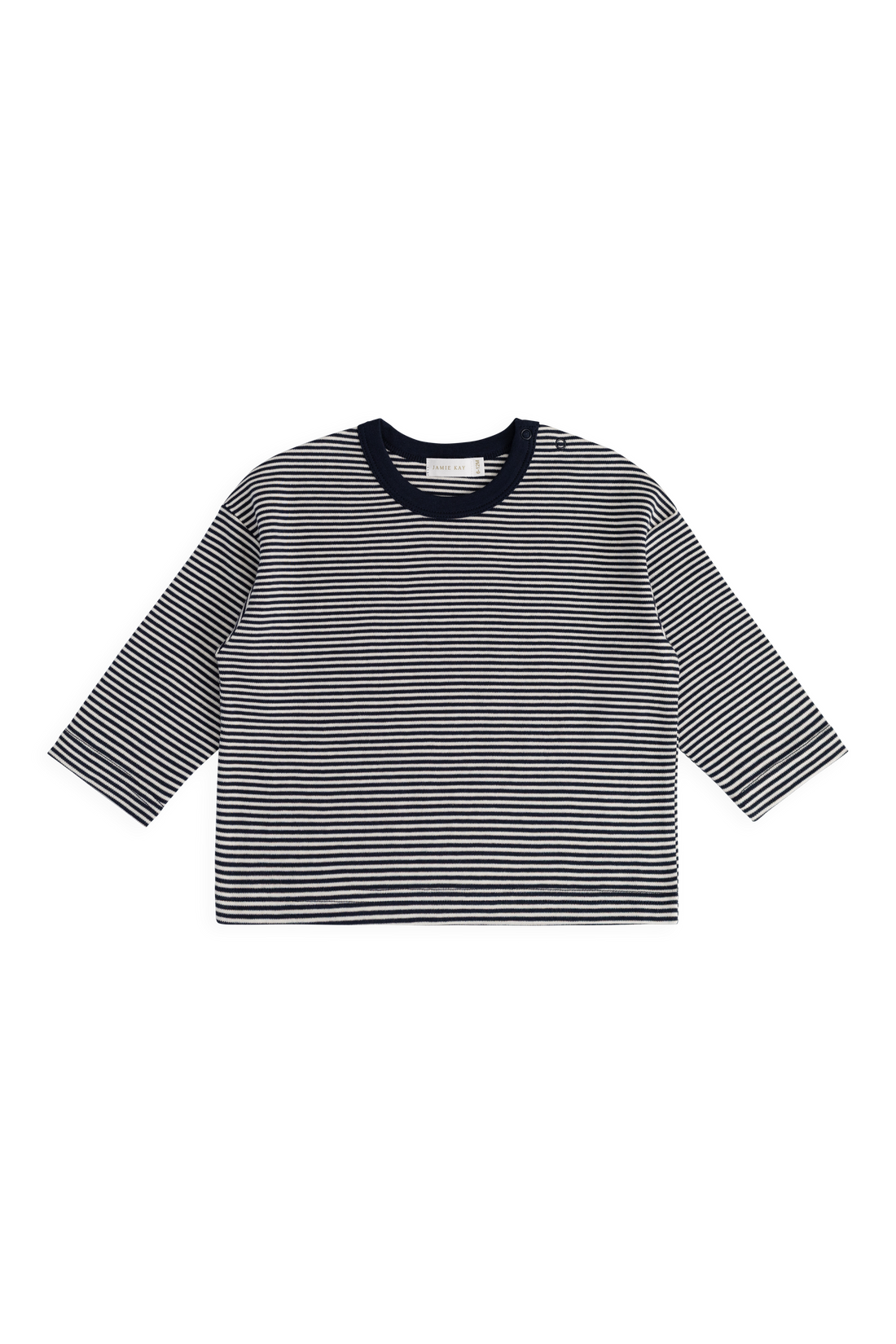 Pima Cotton Edward Long Sleeve Top - Petite Stripe Cloud/Maritime Childrens Top from Jamie Kay USA