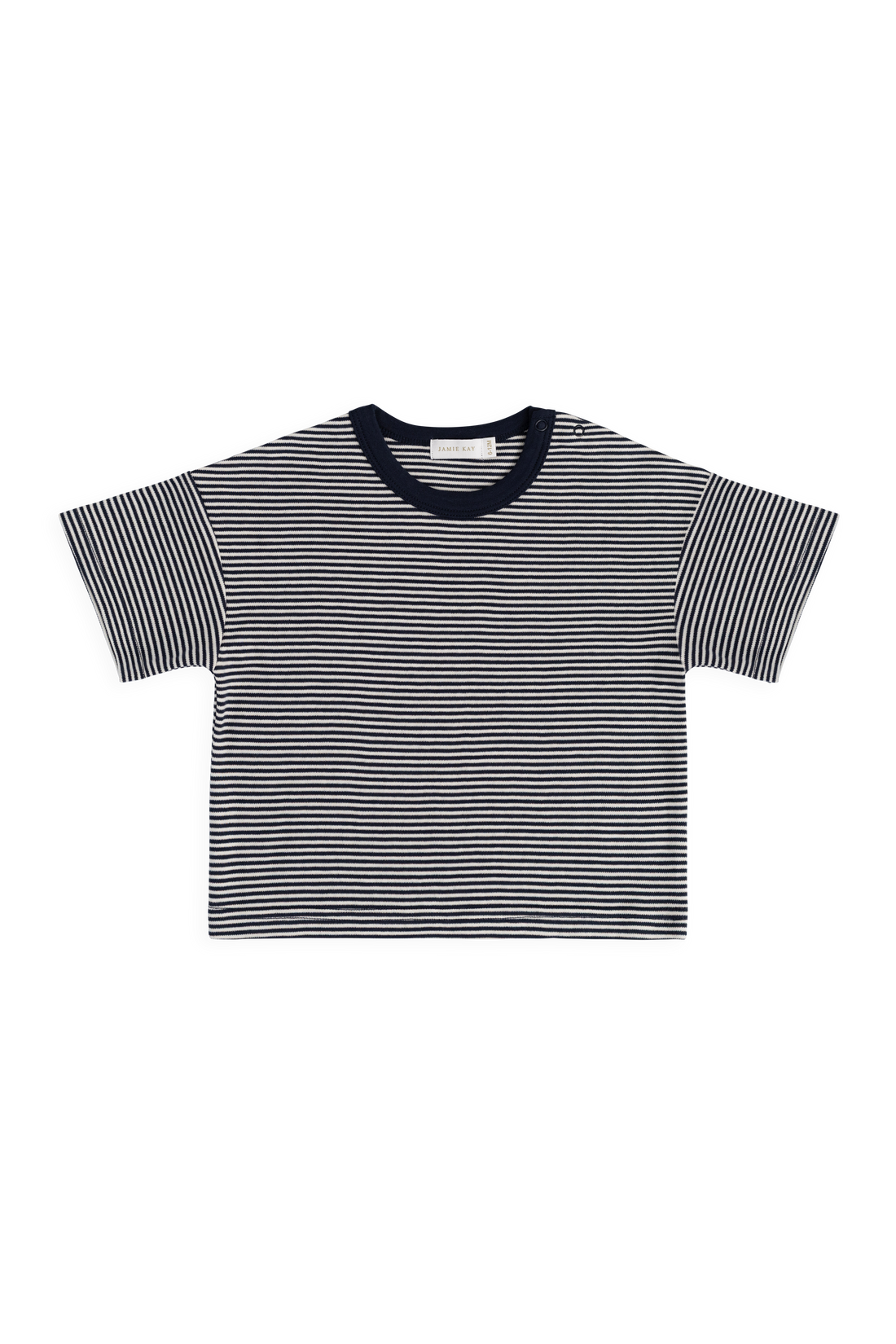 Pima Cotton Edward Tee - Petite Stripe Cloud/Maritime Childrens Top from Jamie Kay USA
