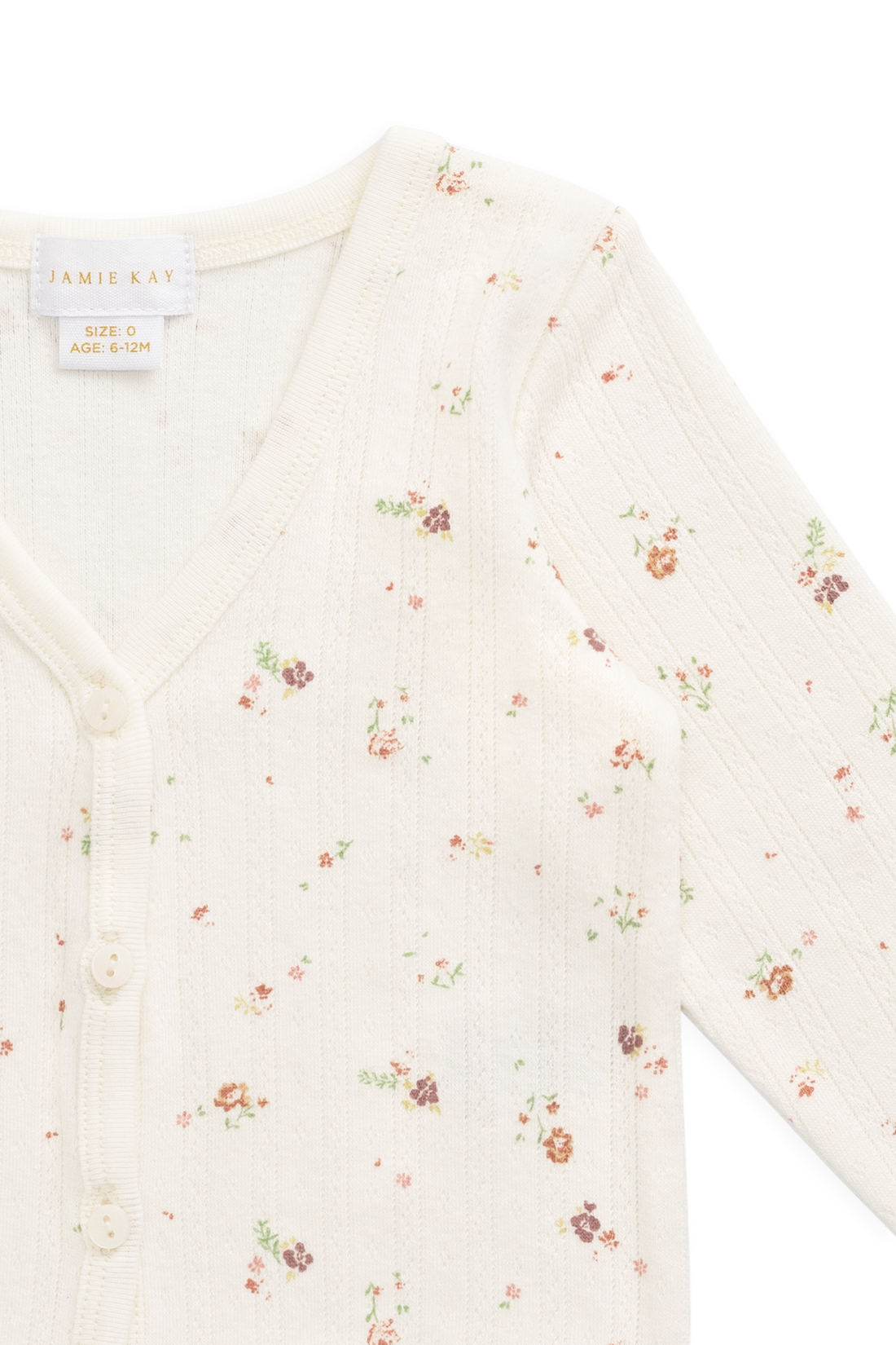 Organic Cotton Pointelle Carine Cardigan - Eloise Egret Childrens Cardigan from Jamie Kay USA