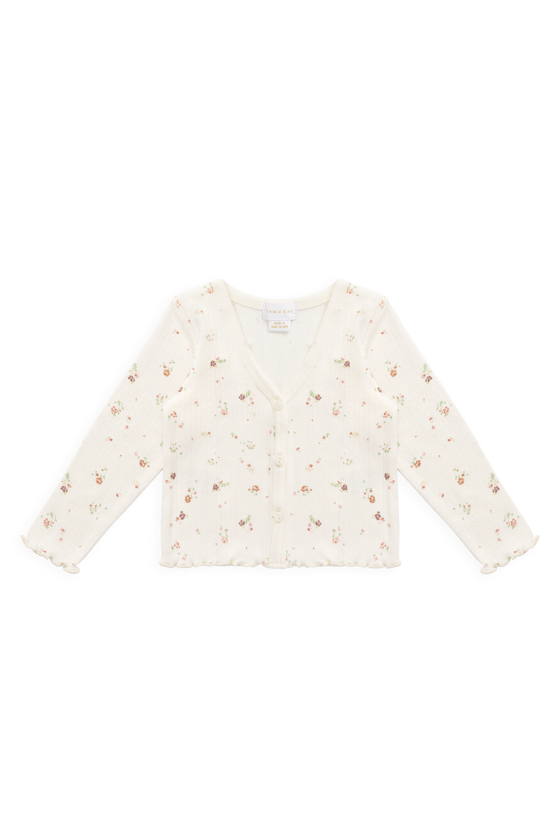 Organic Cotton Pointelle Carine Cardigan - Eloise Egret Childrens Cardigan from Jamie Kay USA