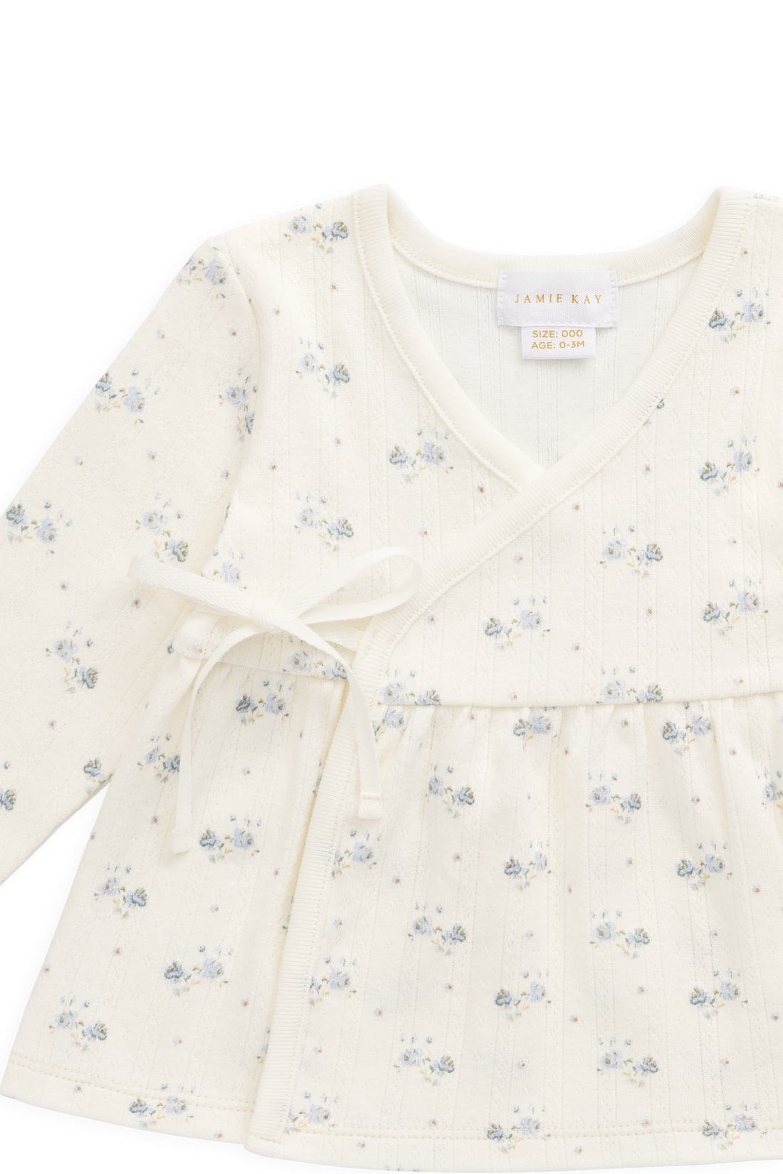 Organic Cotton Pointelle Clemence Wrap Top - Molly Blue Childrens Top from Jamie Kay USA