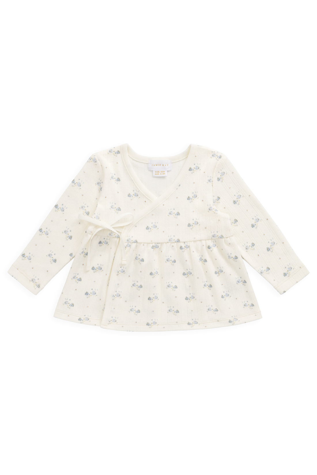 Organic Cotton Pointelle Clemence Wrap Top - Molly Blue Childrens Top from Jamie Kay USA
