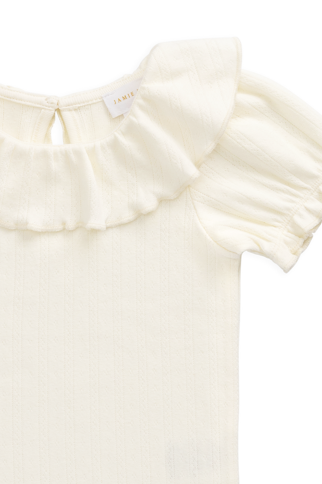 Organic Cotton Pointelle Marlene Top - Parchment Childrens Top from Jamie Kay USA