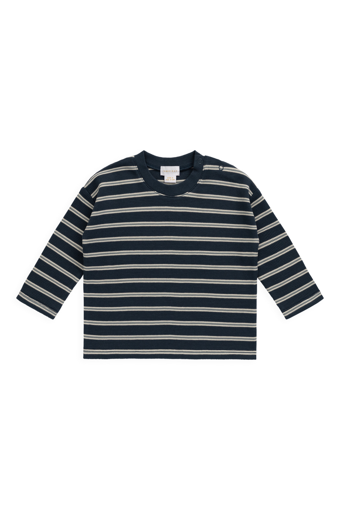 Organic Cotton Waffle Leith Long Sleeve Top - Dreamer Stripe Captain Childrens Top from Jamie Kay USA