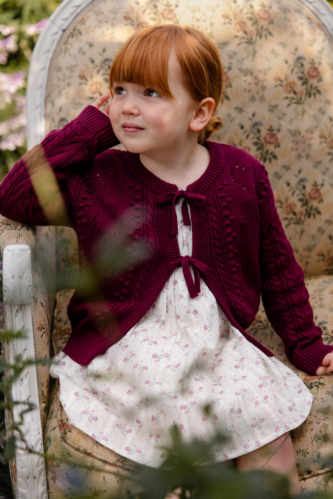 Josephine Knitted Cardigan - Mulberry Wood Childrens Cardigan from Jamie Kay USA