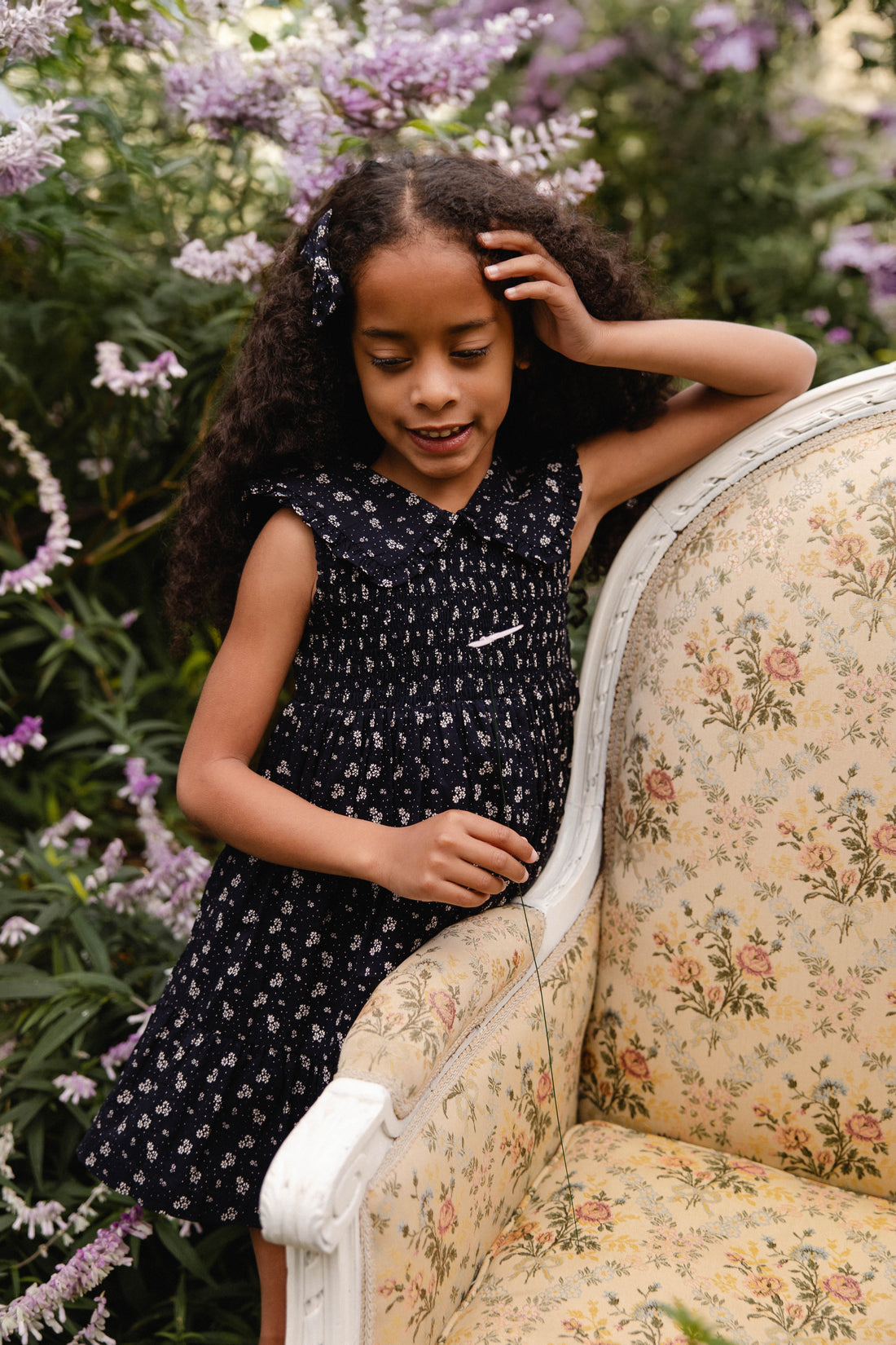Organic Cotton Christabel Dress - Maisie Navy Childrens Dress from Jamie Kay USA