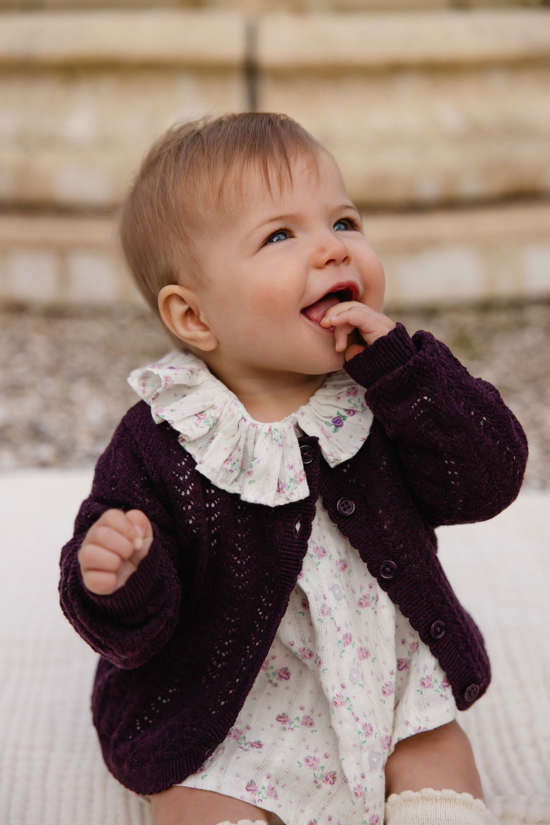 Maxine Knitted Cardigan - Blackcurrant Childrens Cardigan from Jamie Kay USA