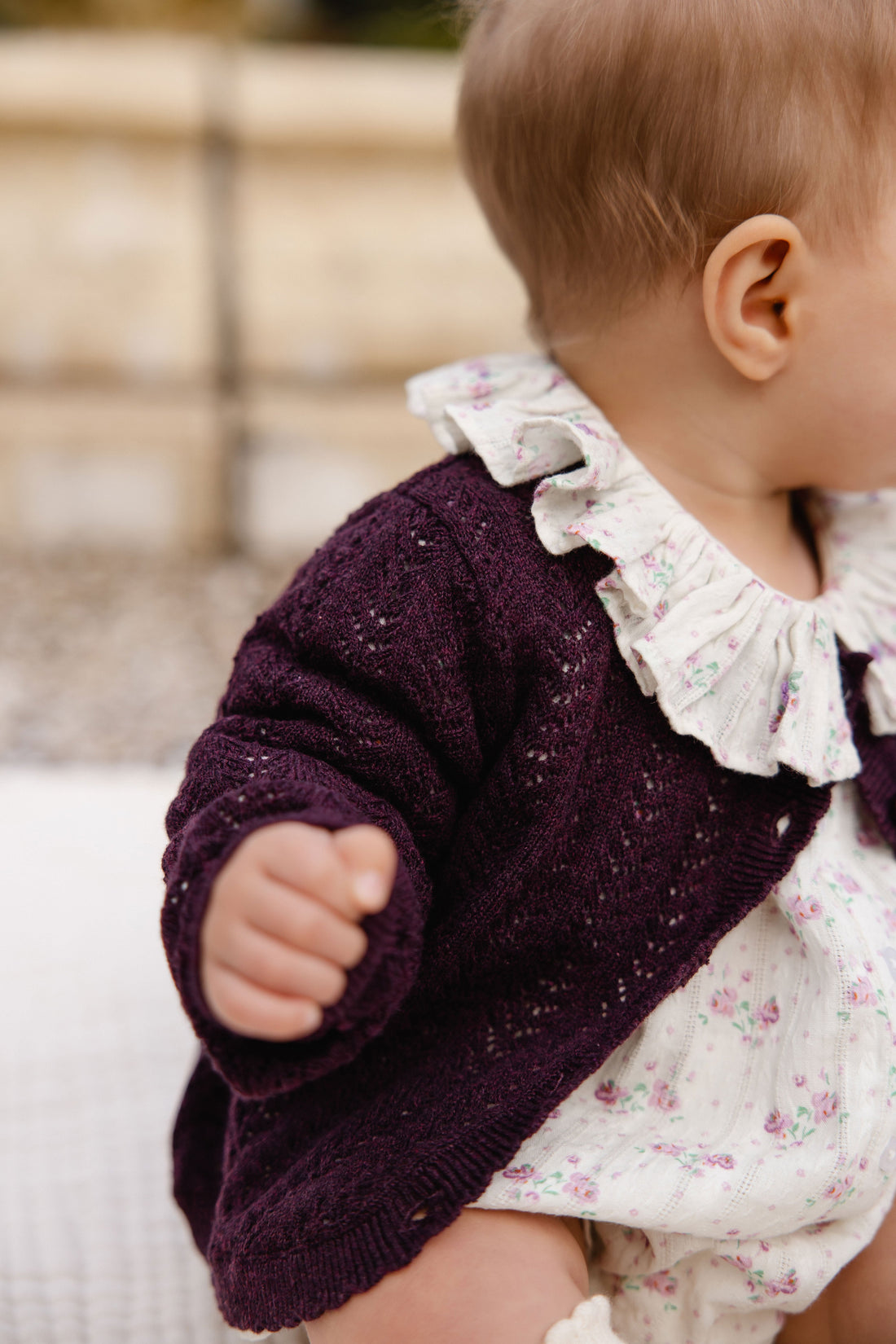 Maxine Knitted Cardigan - Blackcurrant Childrens Cardigan from Jamie Kay USA