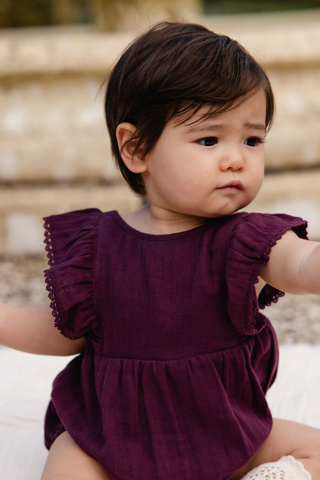 Organic Cotton Muslin Beatrice Playsuit - Fig Childrens Playsuit from Jamie Kay USA